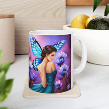 Load image into Gallery viewer, September Sapphire Amethyst Birth Month Colors Fairies & Butterflies #1 Mug 11oz mug AI-Generated Artwork