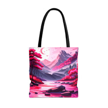 Load image into Gallery viewer, Mountain Love the Pink Heart Series #3 Tote Bag AI Artwork 100% Polyester