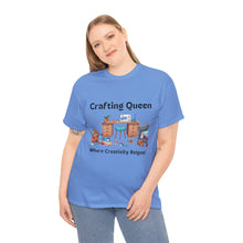 Load image into Gallery viewer, Crafting Queen: Where Creativity Reigns, Craft Room 100% Cotton Classic T-shirt