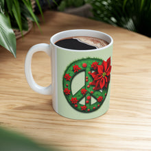 Load image into Gallery viewer, Peace & Poinsettias #4 Holiday Mug 11oz mug AI-Generated Artwork