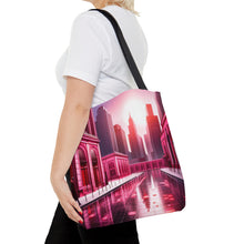 Load image into Gallery viewer, City Line Love the Pink Heart Series #6 Tote Bag AI Artwork 100% Polyester