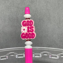 Load image into Gallery viewer, God is Good Inspiration Beaded handmade pen Pink Base Pen