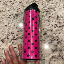 Load image into Gallery viewer, Barbie Pink & Black Polka Dots 16 oz. Plastic Travel Cup Mug (Pre-owned)