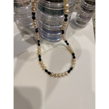 Load image into Gallery viewer, Fresh Water Pearls & Jet Black Crystals - Handcrafted Beaded 18.25" Necklace