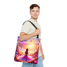 Load image into Gallery viewer, Angelic Angel Seaside Love the Pink Heart Series Tote Bag AI Artwork 100% Polyester #13