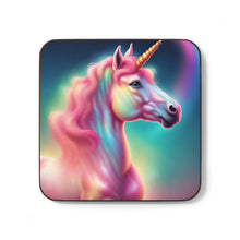 Load image into Gallery viewer, Retro Rainbow Unicorns #51 Hardboard Back AI-Enhanced Beverage Coasters