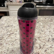 Load image into Gallery viewer, Barbie Pink & Black Polka Dots 16 oz. Plastic Travel Cup Mug (Pre-owned)