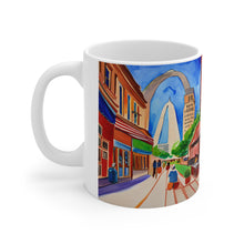 Load image into Gallery viewer, At the Cafe Saint Louis Arch #25 Mug 11oz mug AI-Generated Artwork
