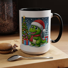 Load image into Gallery viewer, Mug Dinosaur Santa Hat Tree Star Holiday Coffee Cup 11, 15oz