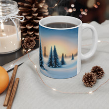 Load image into Gallery viewer, Winter Scene Setting Sun Snow and Trees #7 110z Ceramic Mug 11oz AI Generated Image