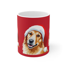Load image into Gallery viewer, Fancy Golden Retriever #2 Trio Christmas Vibes Ceramic Mug 11oz Design Red