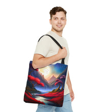 Load image into Gallery viewer, Moon Light Red Skies Series #3 Tote Bag AI Artwork 100% Polyester