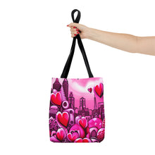 Load image into Gallery viewer, City of Love the Pink Heart Series #17 Tote Bag AI Artwork 100% Polyester