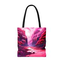 Load image into Gallery viewer, Mountain Love the Pink Heart Series #2 Tote Bag AI Artwork 100% Polyester