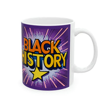 Load image into Gallery viewer, Colors of Africa Pop Art Black History Colorful Purple AI 11oz Coffee Mug White Background
