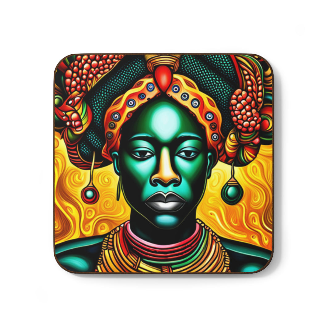 Colorful #3 Colors of Africa Hardboard Back AI-Enhanced Beverage Coasters