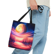 Load image into Gallery viewer, Full Moon Hearts Red Skies Series #7 Tote Bag AI Artwork 100% Polyester