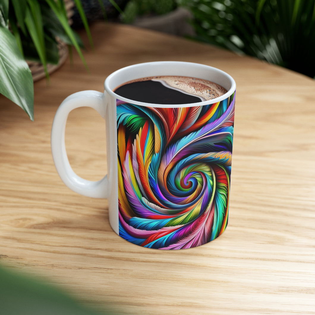 Fusion of Bright Feathers in Motion #1 Mug 11oz mug AI-Generated Artwork