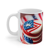 Load image into Gallery viewer, Happy 4th of July Cake Celebration #14 Ceramic 11oz mug AI-Generated Artwork