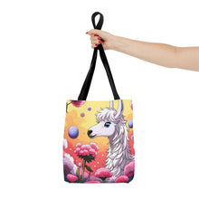 Load image into Gallery viewer, Llama Smells like Cotton Candy #3 Tote Bag AI Artwork 100% Polyester