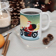 Load image into Gallery viewer, Moonlight Motorcycling Santa 11 oz Ceramic Mug Package Delivery Wrap-a-round #3