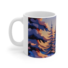 Load image into Gallery viewer, Winter Scene Setting Sun Snow and Trees Ceramic Mug 11oz AI Generated