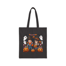 Load image into Gallery viewer, Trick-or-Treat Halloween Kids Cowboy & Girl Cotton Canvas Tote Bag 15" x 16" Spooky Ghost, Jack-O-Lantern,  Candy Cones Candy