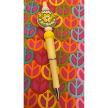 Load image into Gallery viewer, Yellow green birthday beaded Custom Handmade Beaded Pen