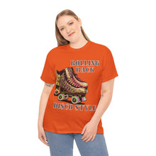 Load image into Gallery viewer, Rolling Back Disco Style Gold Glitter Skates 1980s Era Roller Skates