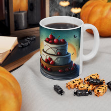 Load image into Gallery viewer, Happy Spooky Halloween Cake Celebration #16 Ceramic 11oz Mug AI-Generated Artwork
