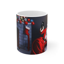 Load image into Gallery viewer, Merry Christmas Santa Fire Place Ceramic Mug 11oz Design #1 Wrap-a-around