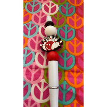 Load image into Gallery viewer, White and red bowling pin Custom Handmade Beaded Pen