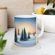 Load image into Gallery viewer, Winter Scene Setting Sun Snow and Trees #7 110z Ceramic Mug 11oz AI Generated Image
