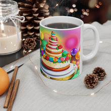 Load image into Gallery viewer, Happy Birthday Rainbow Cake Celebration #30 Ceramic 11oz Mug AI-Generated Artwork