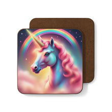 Load image into Gallery viewer, Retro Rainbow Unicorns #50 Hardboard Back AI-Enhanced Beverage Coasters