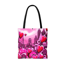 Load image into Gallery viewer, City of Love the Pink Heart Series #17 Tote Bag AI Artwork 100% Polyester