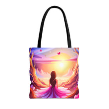 Load image into Gallery viewer, Angelic Angel Seaside Love the Pink Heart Series Tote Bag AI Artwork 100% Polyester #13