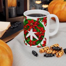 Load image into Gallery viewer, Peace & Poinsettias #3 Holiday Mug 11oz mug AI-Generated Artwork
