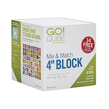 Load image into Gallery viewer, AccuQuilt GO! Qube Mix and Match 4 Inch Block with 8 Basic Cut Quilting Shapes, 2 Cutting Mats, Videos, Storage Box, and 14 Pattern Booklet