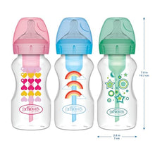Load image into Gallery viewer, Dr. Brown’s Anti-Colic Options+ Wide-Neck Sippy Bottle Starter Kit, 9oz/270mL, with Level 3 Medium-Fast Flow Nipple and Soft 100% Silicone Sippy Spout, Pink, BPA Free, 6m+, 2 Pack