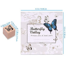 Load image into Gallery viewer, Tvoip 16 Pcs Wooden Rubber Stamp Set, Vintage Butterfly Scrapbooking Stamps Junk Journal DIY Craft Wooden Rubber Stamps Set for Scrapbook Album Diary Seal Stamps