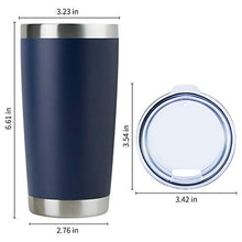 Load image into Gallery viewer, 20oz Stainless Steel Tumbler Bulk with Lid, Double Wall Vacuum Insulated Travel Mug, Powder Coated Coffee Cup (Navy, 12)