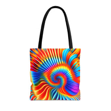 Load image into Gallery viewer, Tunnel Tye Dye Swirls and Ripples Tote Bag AI Artwork 100% Polyester #6