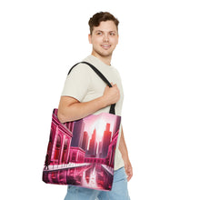 Load image into Gallery viewer, City Line Love the Pink Heart Series #6 Tote Bag AI Artwork 100% Polyester