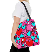 Load image into Gallery viewer, Red, Blue and Pink Heart Series Tote Bag AI Artwork 100% Polyester #19