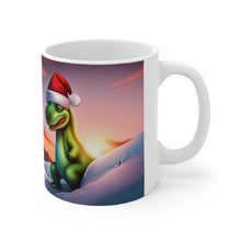 Load image into Gallery viewer, Personalized Dinosaur Raptor Rocks Christmas Santa Red Hat Ceramic Mug 11oz Design #3 Custom