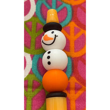 Load image into Gallery viewer, Snowman beaded pen with a Custom Handmade Beaded Pen