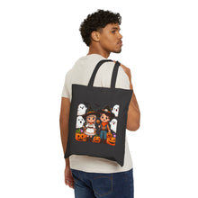 Load image into Gallery viewer, Trick-or-Treat Halloween Kids Bats Cowboy & Cowgirl Cotton Canvas Tote Bag 15" x 16" Spooky Ghost, Jack-O-Lantern,  Candy Cones Candy