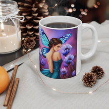 Load image into Gallery viewer, September Sapphire Amethyst Birth Month Colors Fairies & Butterflies #1 Mug 11oz mug AI-Generated Artwork