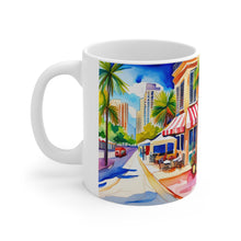 Load image into Gallery viewer, At the Cafe Miami Beach #31 Mug 11oz mug AI-Generated Artwork